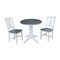 International Concepts Round 30 in Rd Top Ped Table, 2 San Remo Chairs, White/Heather Gray, 30 in W, 30 in L, 29.9 in H K05-30RT-27B-C10-2 - alternate 1